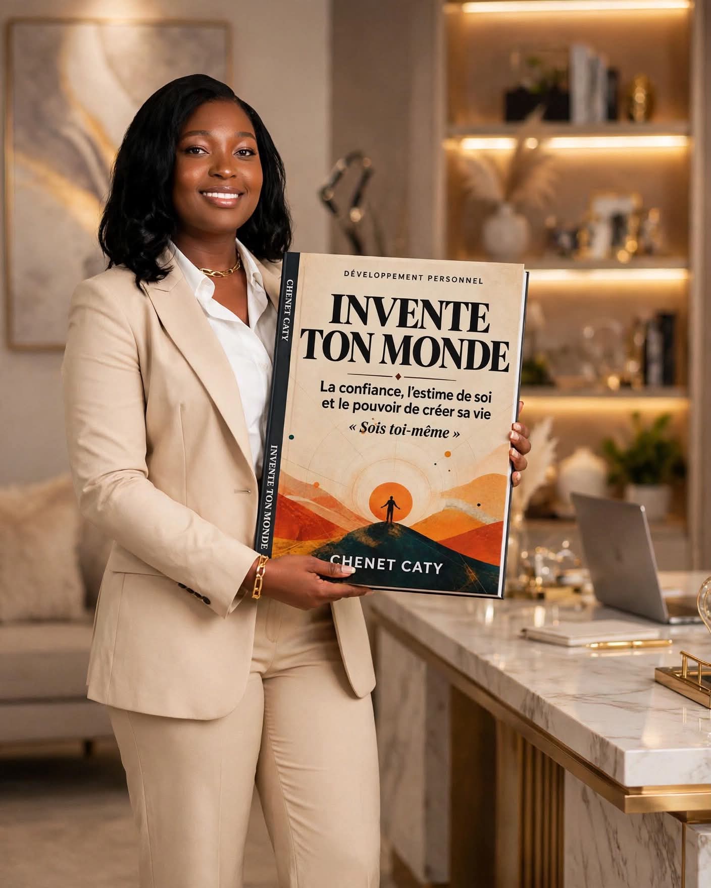 Lectrice présentant le livre Invente ton monde